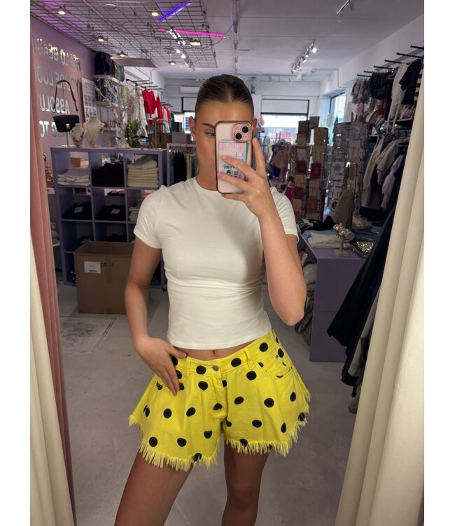Mochy Denim Short - Polka Yellow/Black
