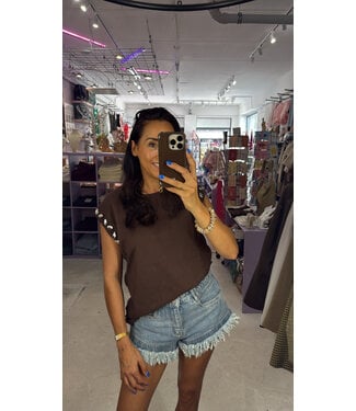 Soho Stone Top - Brown/Silver