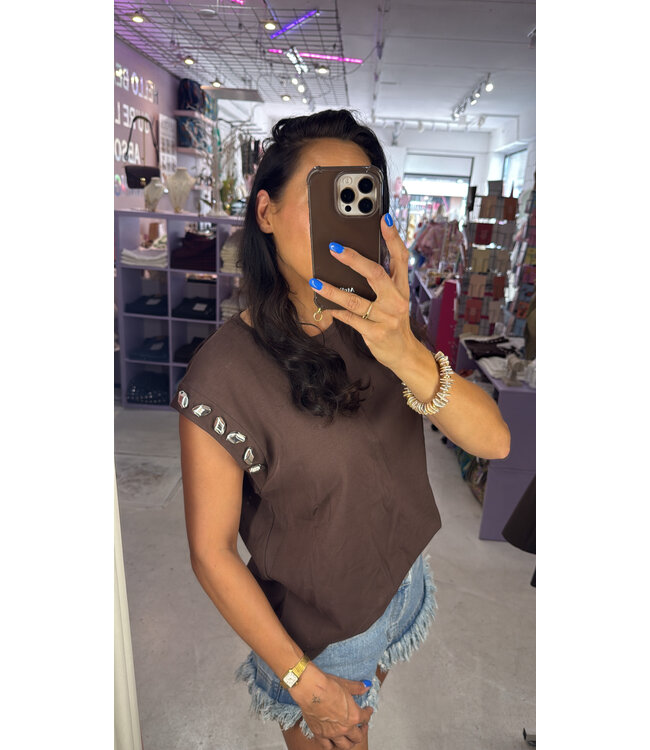 Soho Stone Top - Brown/Silver