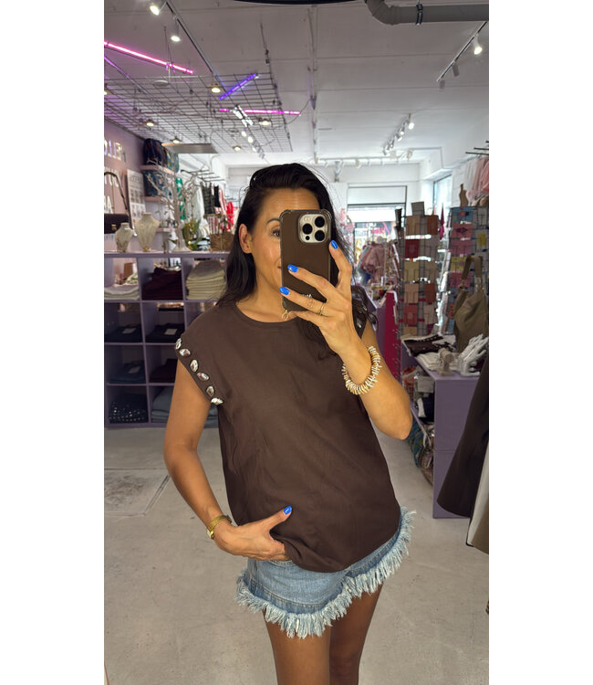 Soho Stone Top - Brown/Silver