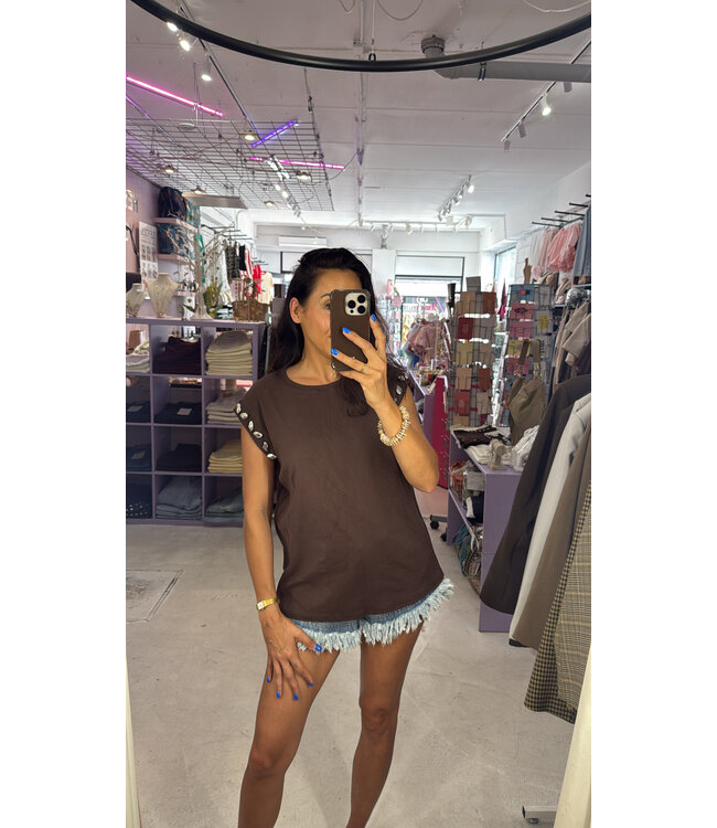 Soho Stone Top - Brown/Silver