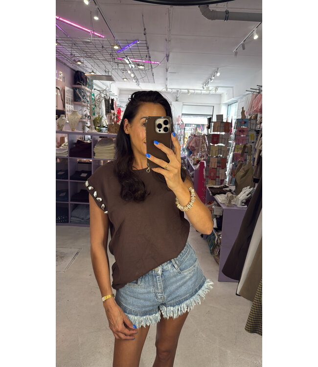 Soho Stone Top - Brown/Silver