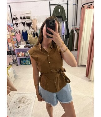 Sophia Waist Blouse - Brown