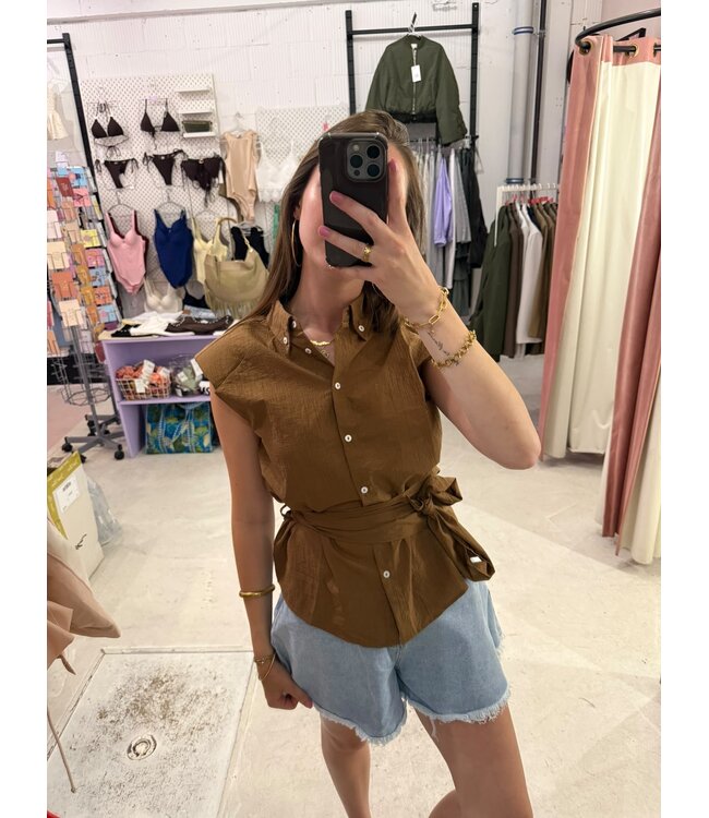 Sophia Waist Blouse - Brown