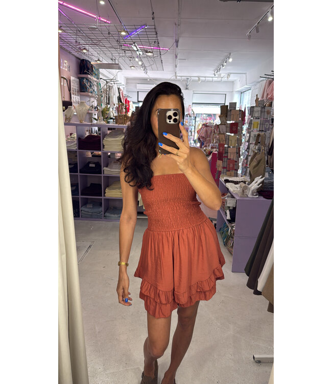 Santorini Strapless Playsuit - Sienna