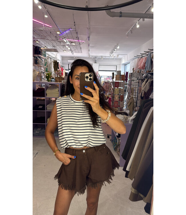 Navy Cropped Top - White/NavyBlue