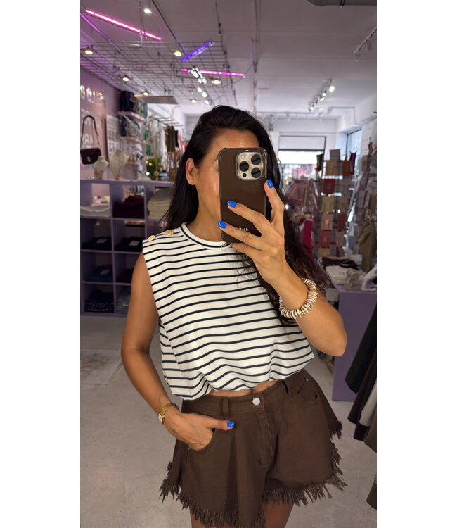 Navy Cropped Top - White/NavyBlue
