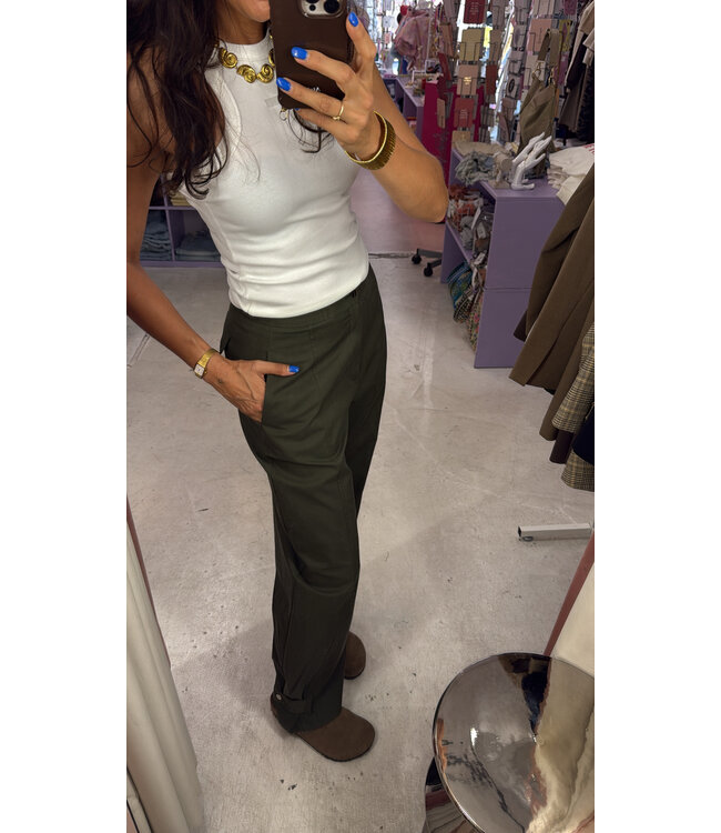 Moss Barrel Pants - Army Green
