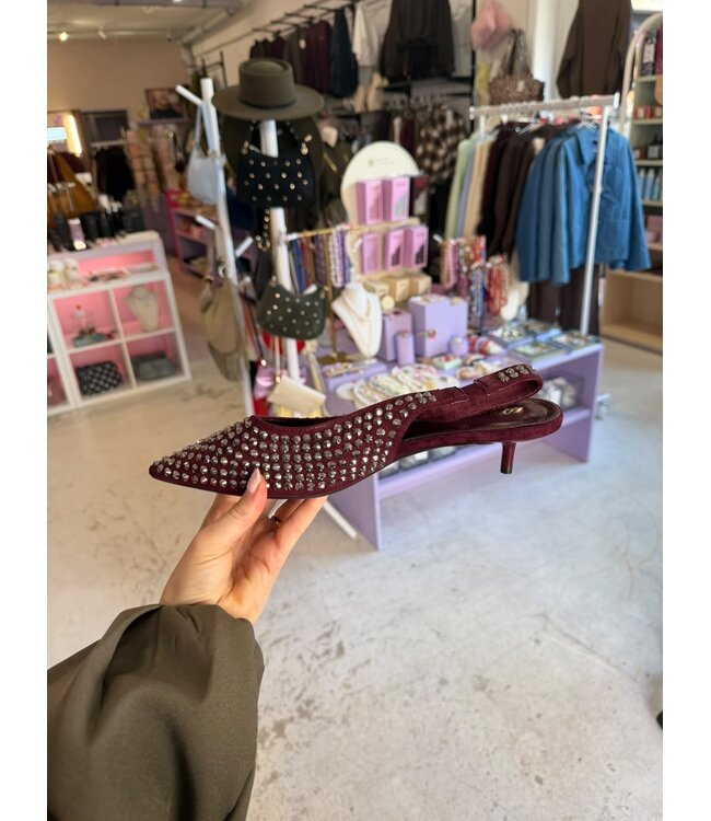 Ravelle Stud Slingbacks - Burgundy/Silver