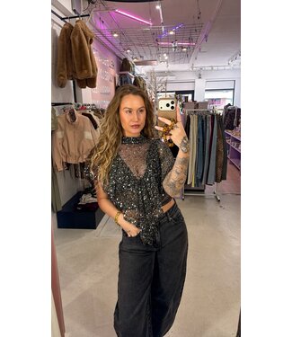 Ziva Top - Black Glitter