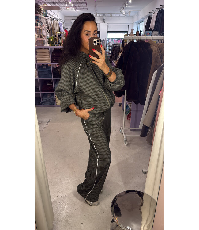 Bexley Track Pants - Kaki Check