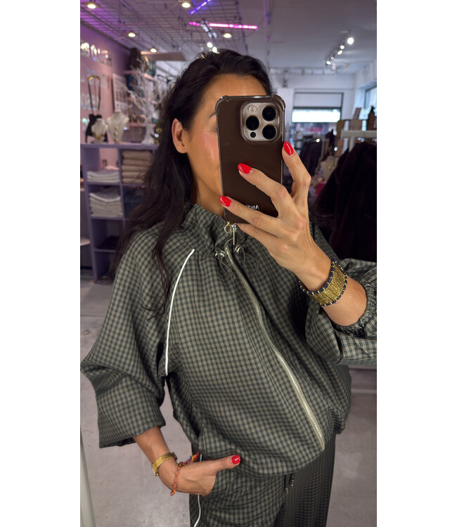 Bexley Track Jacket - Kaki Check