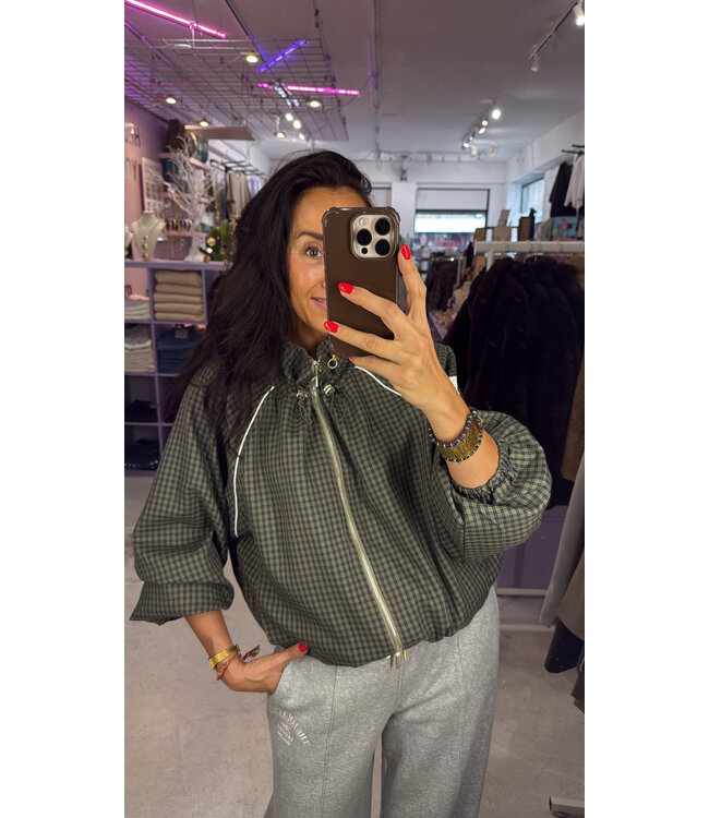 Bexley Track Jacket - Kaki Check