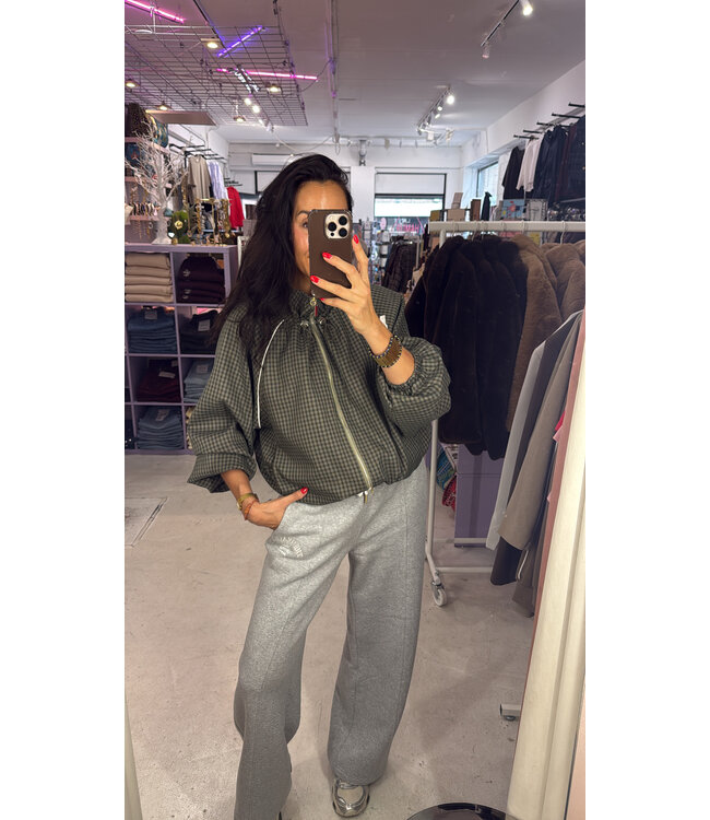 Bexley Track Jacket - Kaki Check