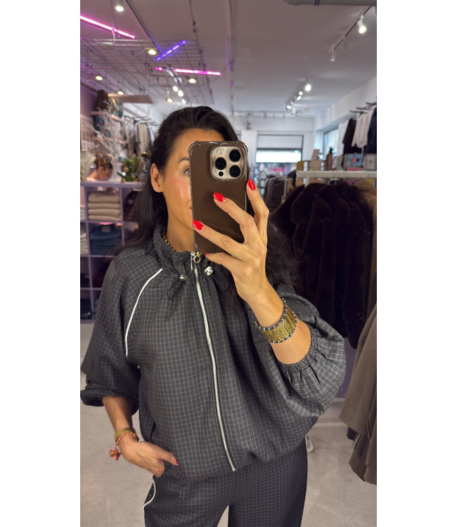 Bexley Track Jacket - Navy Check