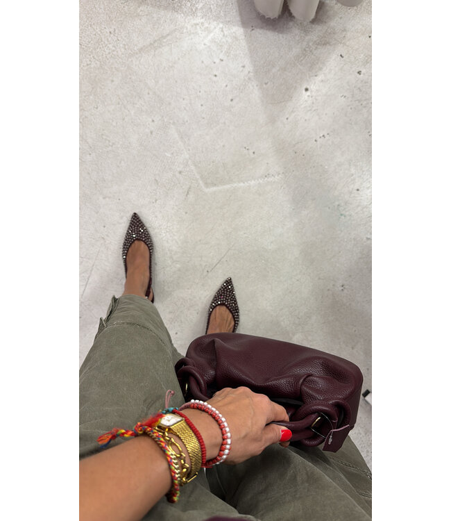 Ravelle Stud Slingbacks - Burgundy/Silver