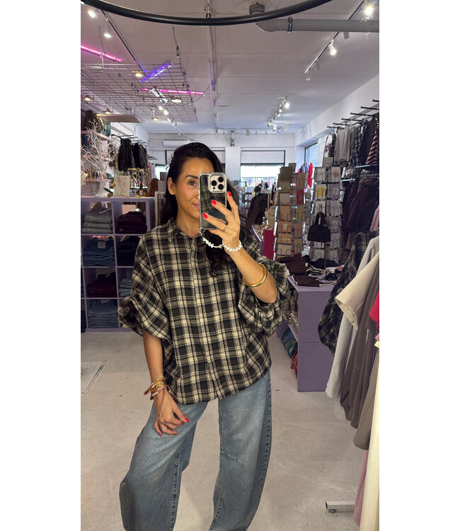 Billie Flannel Blouse - Brown Check