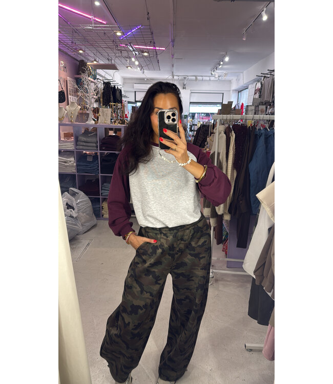 Essential Cropped Long sleeve - Burgundy/Grey