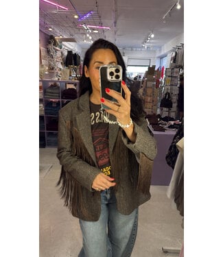 Camden Fringe Blazer - Brown Tweed