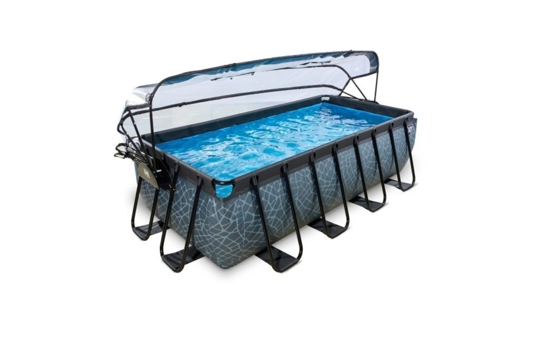 EXIT Toys zwembad Stone 400x200x100cm met overkapping en zandfilterpomp