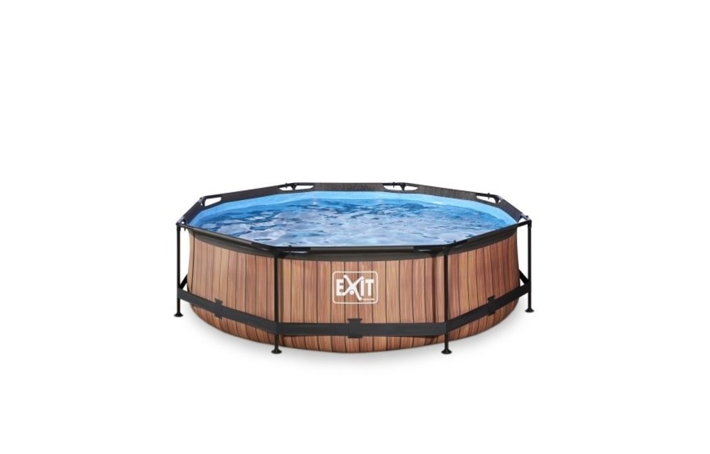 Exit Toys zwembad Wood ø300x76cm met filterpomp bruin