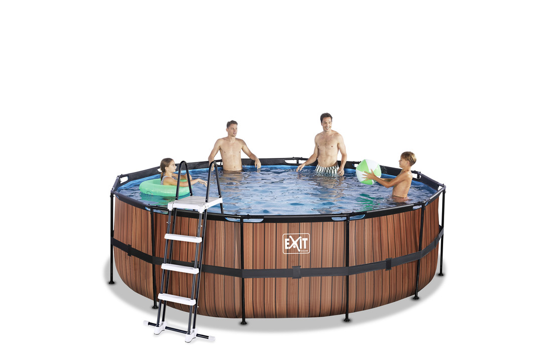 EXIT Toys zwembad Wood ø450x122cm met zandfilterpomp