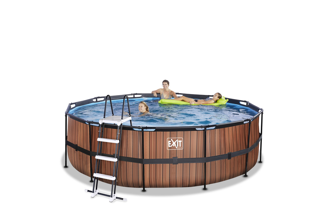 EXIT Toys zwembad Wood ø450x122cm met zandfilterpomp