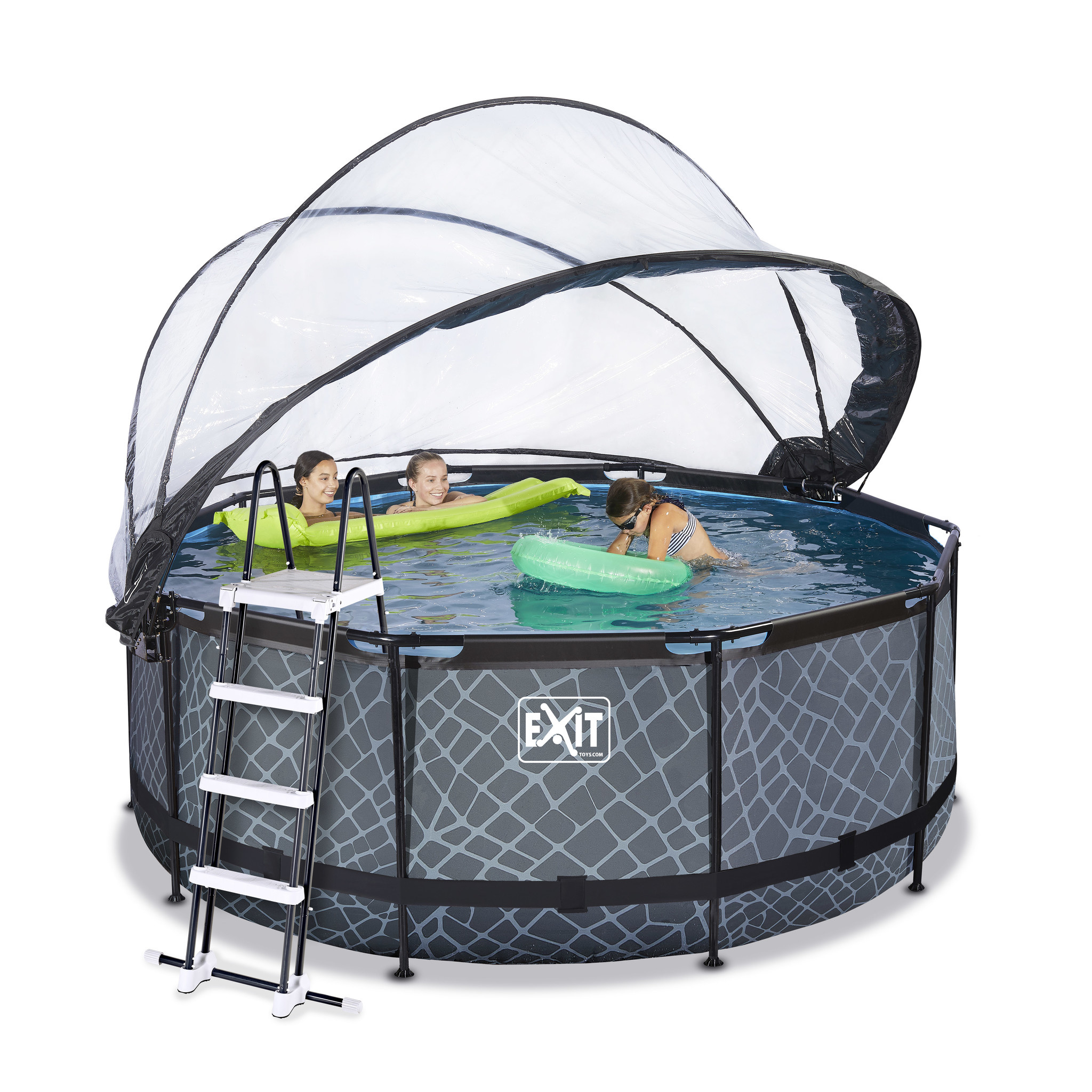 EXIT Toys zwembad Stone ø360x122cm met overkapping en zandfilterpomp