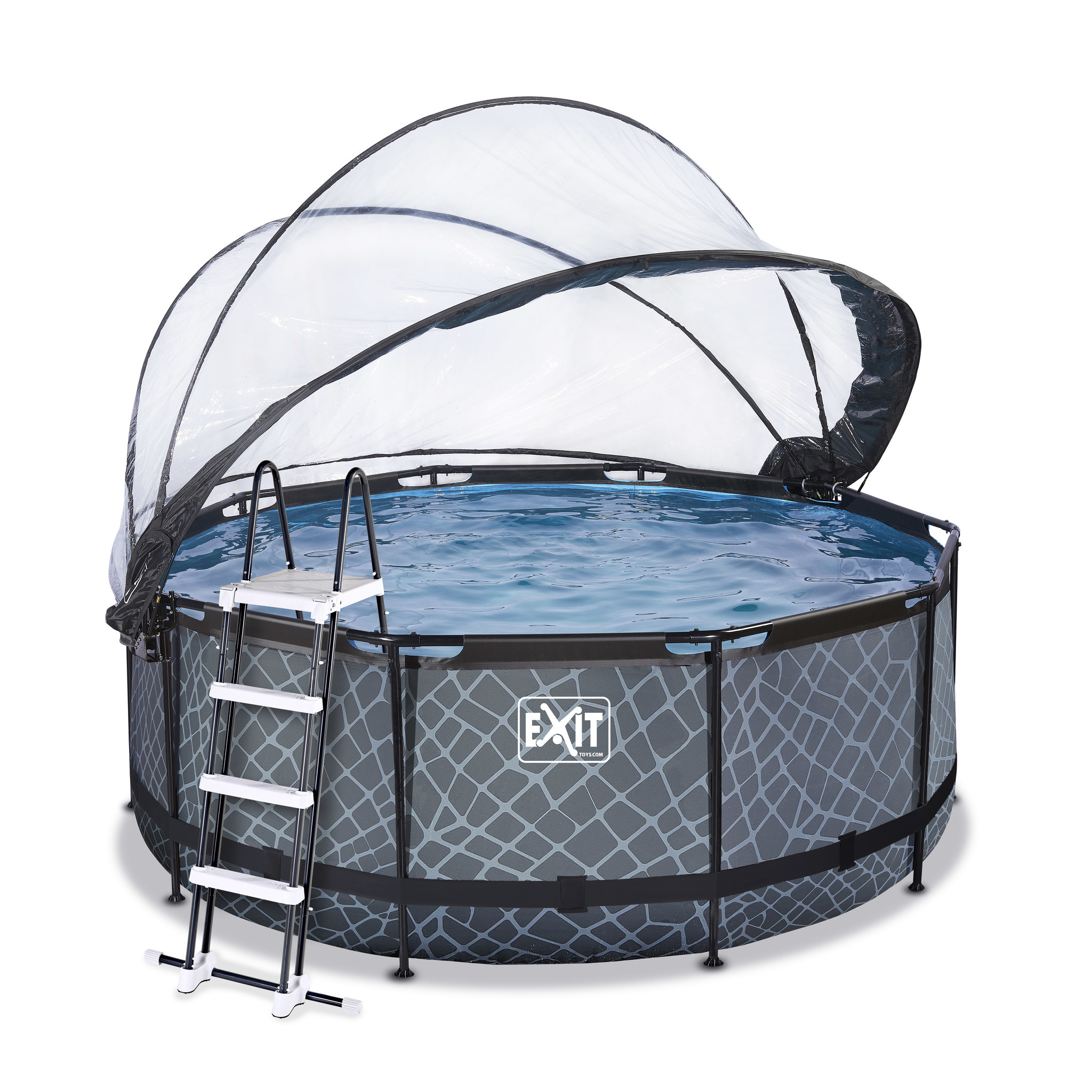 EXIT Toys zwembad Stone ø450x122cm met overkapping en zandfilterpomp