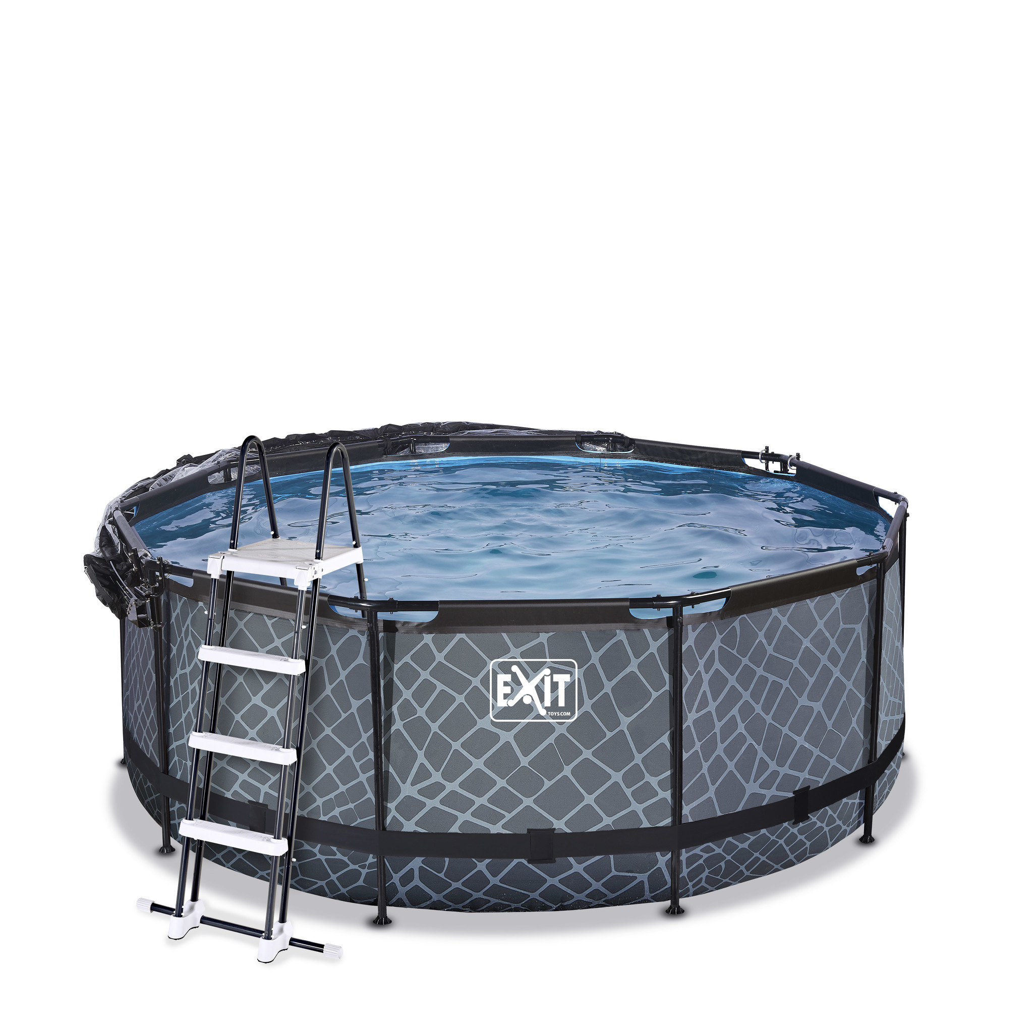 EXIT Toys zwembad Stone ø450x122cm met overkapping en zandfilterpomp