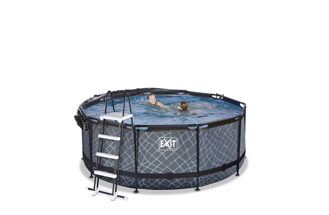 EXIT Toys zwembad Stone ø360x122cm met warmtepomp overkapping en zandfilterpomp