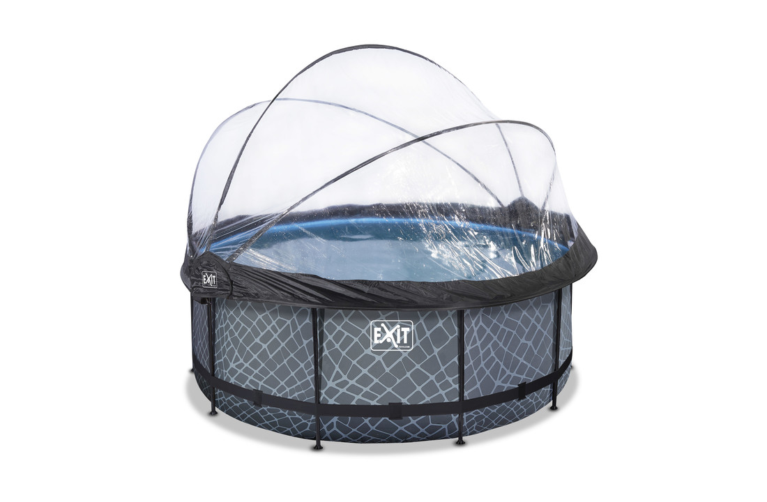 EXIT Toys zwembad Stone ø360x122cm met warmtepomp overkapping en zandfilterpomp