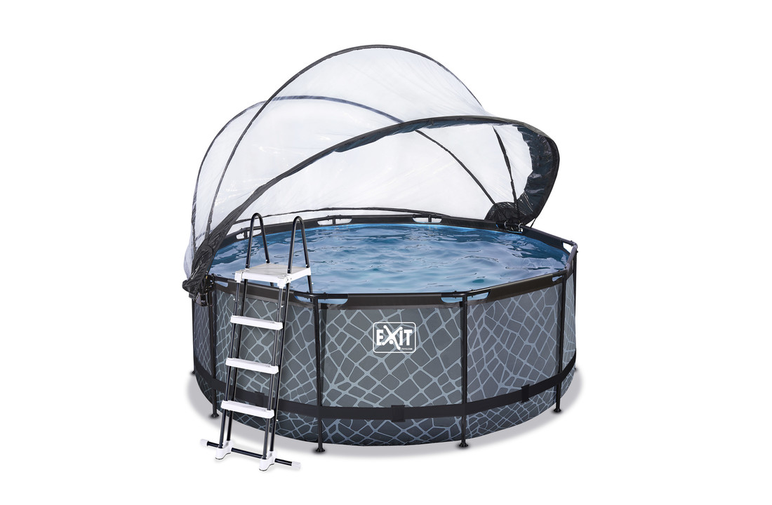 EXIT Toys zwembad Stone ø360x122cm met warmtepomp overkapping en zandfilterpomp