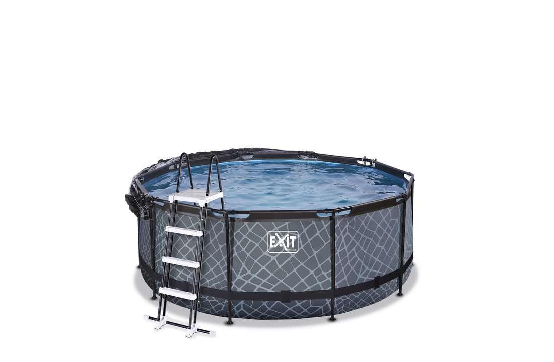 EXIT Toys zwembad Stone ø360x122cm met warmtepomp overkapping en zandfilterpomp