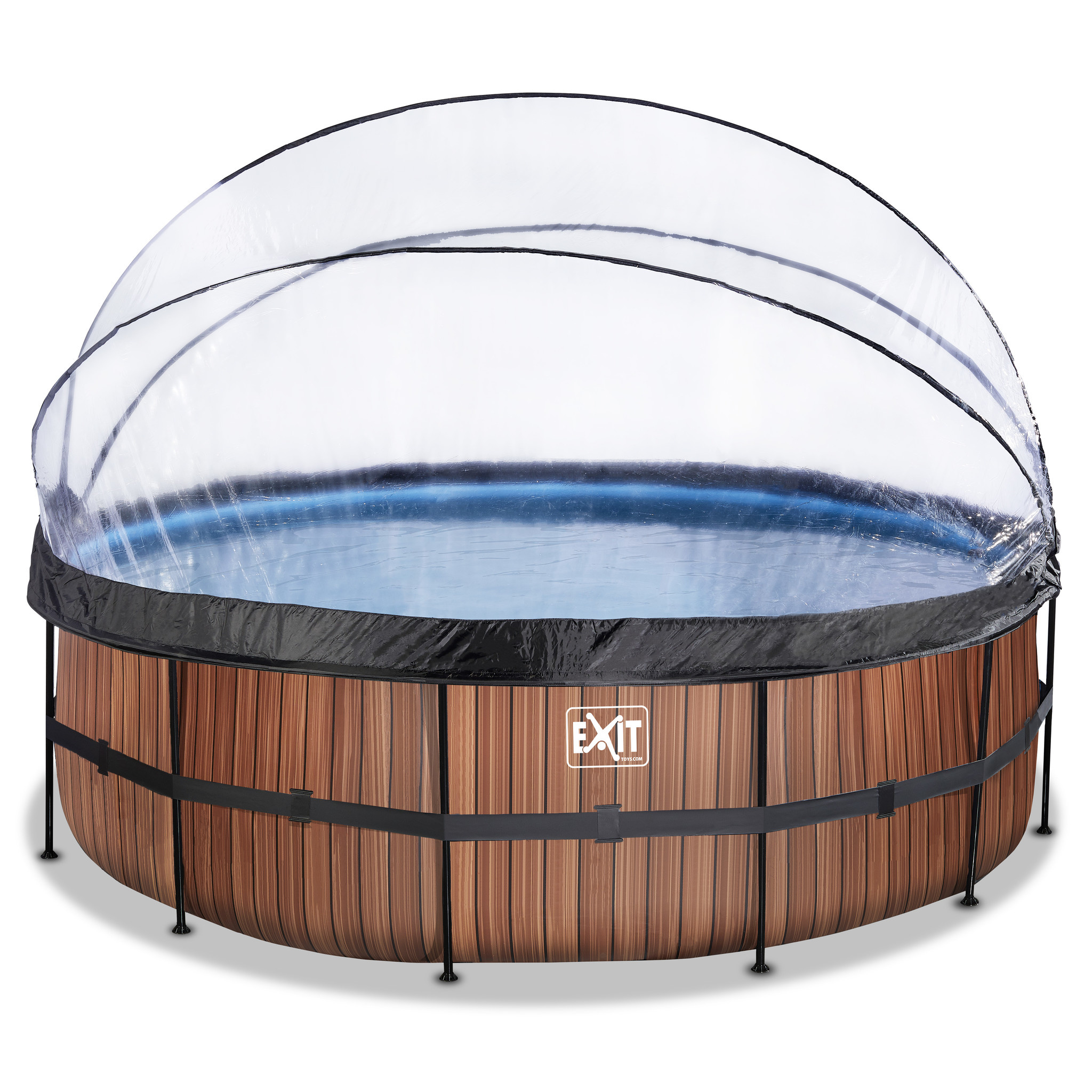 EXIT Toys zwembad Wood ø360x122cm met warmtepomp overkapping en zandfilterpomp