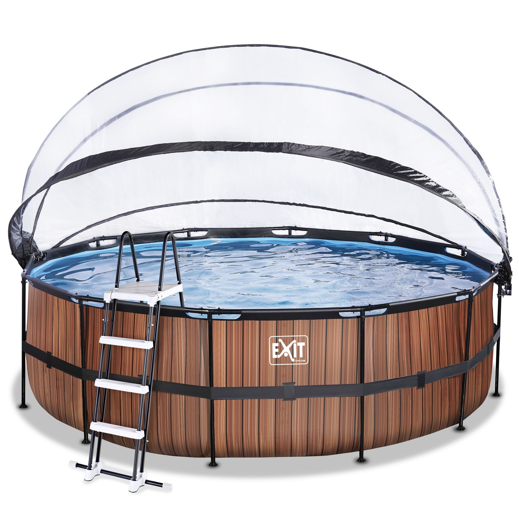 EXIT Toys zwembad Wood ø360x122cm met warmtepomp overkapping en zandfilterpomp