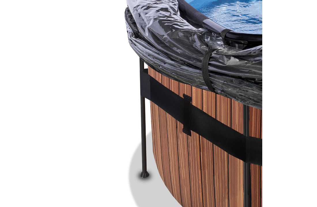 EXIT Toys zwembad Wood ø360x122cm met warmtepomp overkapping en zandfilterpomp