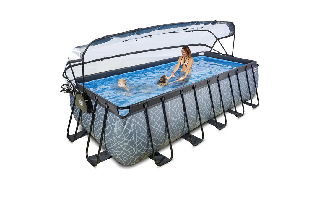 EXIT Toys zwembad Stone 540x250x122cm met warmtepomp overkapping zandfilterpomp