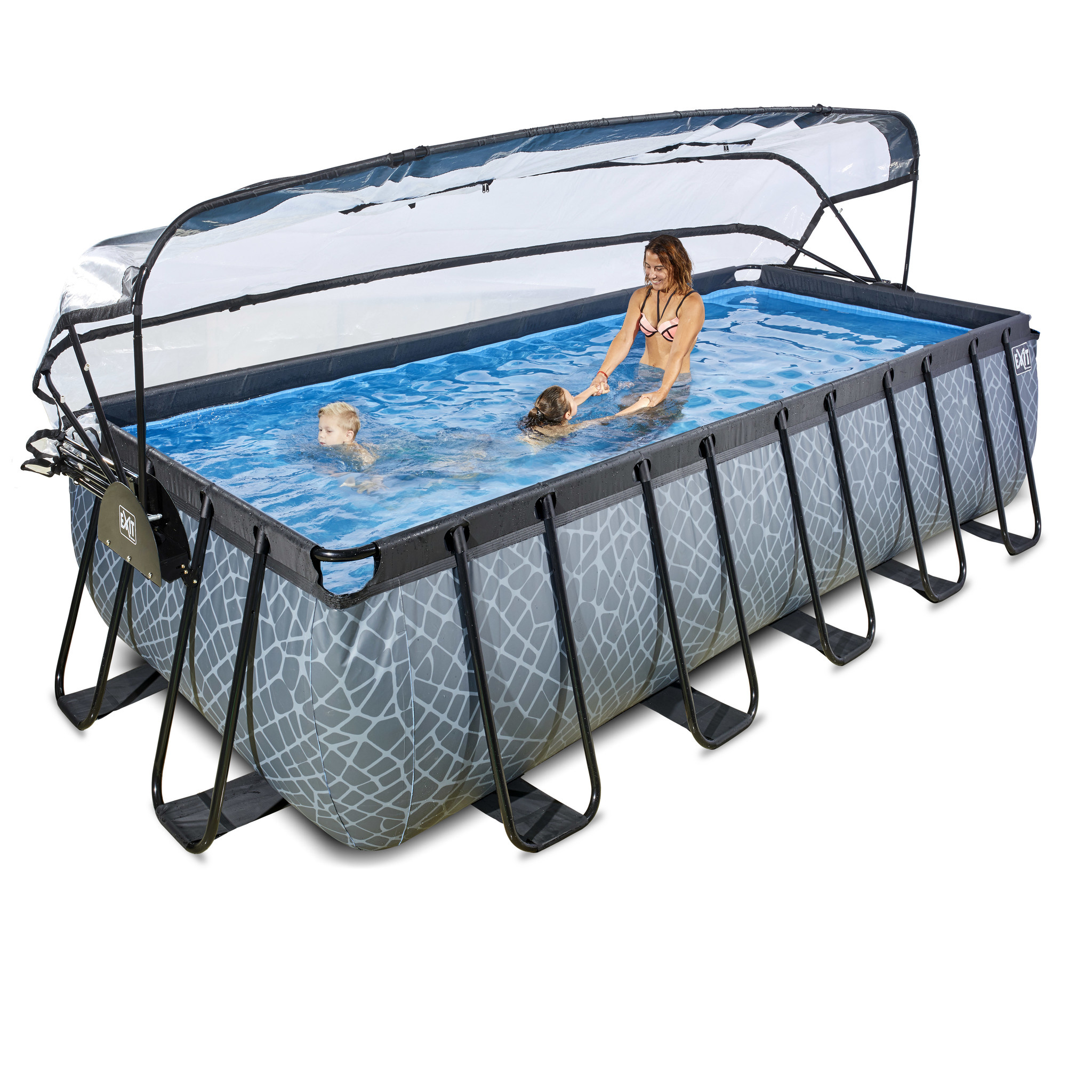 EXIT Toys zwembad Stone 540x250x122cm met warmtepomp overkapping zandfilterpomp