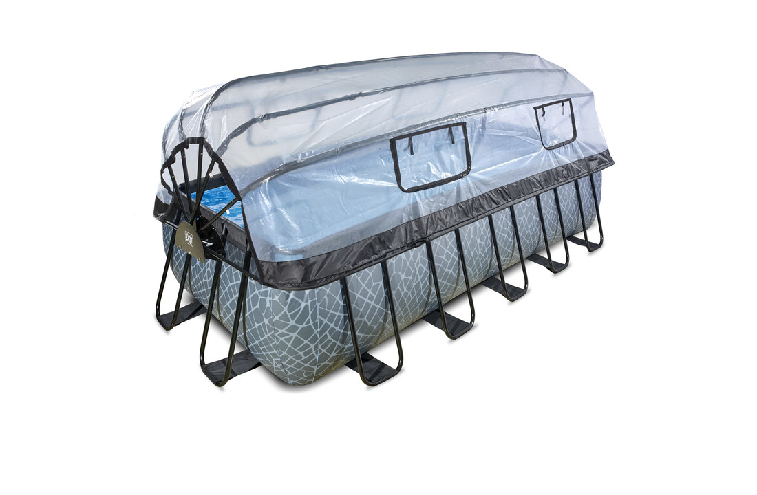 EXIT Toys zwembad Stone 540x250x122cm met warmtepomp overkapping zandfilterpomp