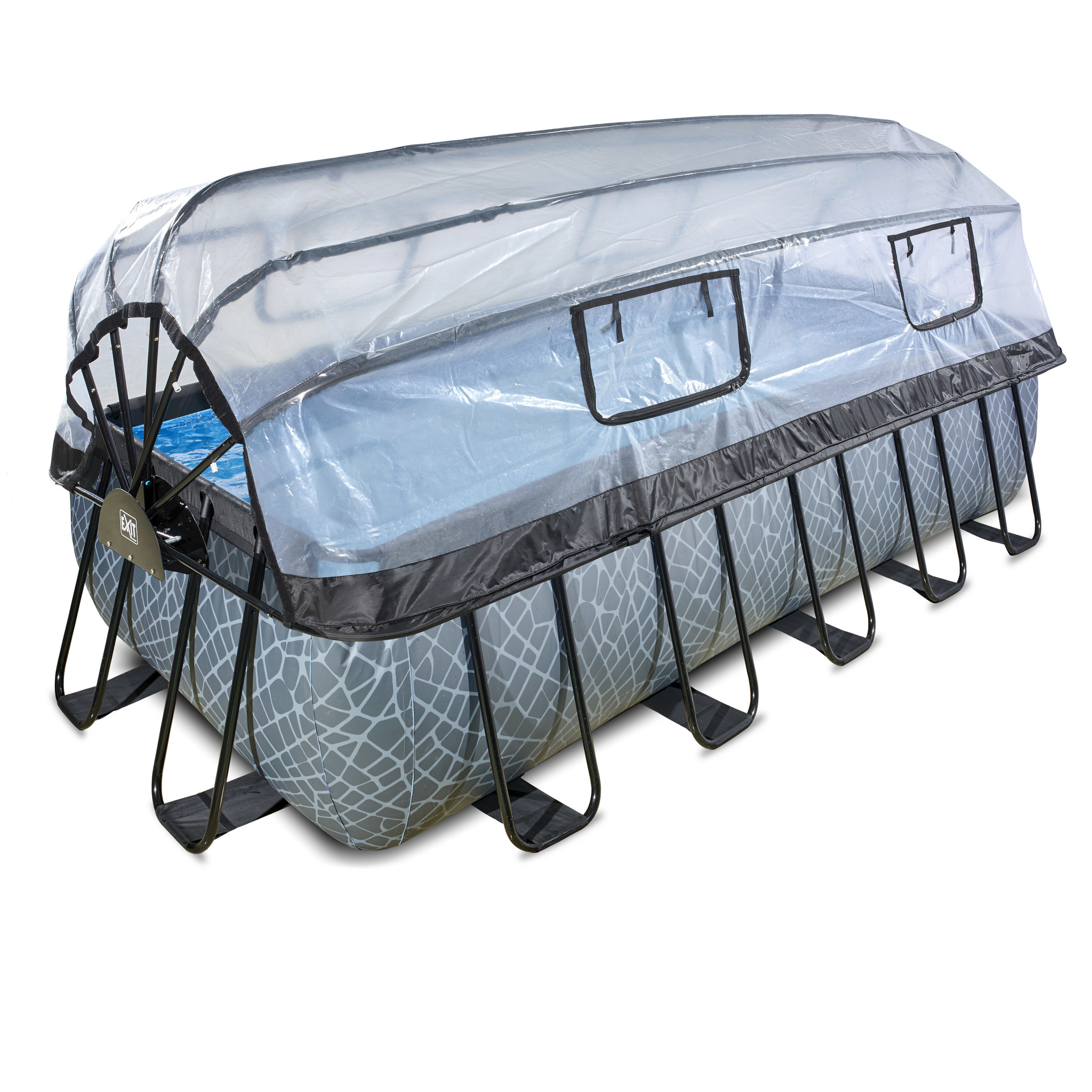 EXIT Toys zwembad Stone 540x250x122cm met warmtepomp overkapping zandfilterpomp