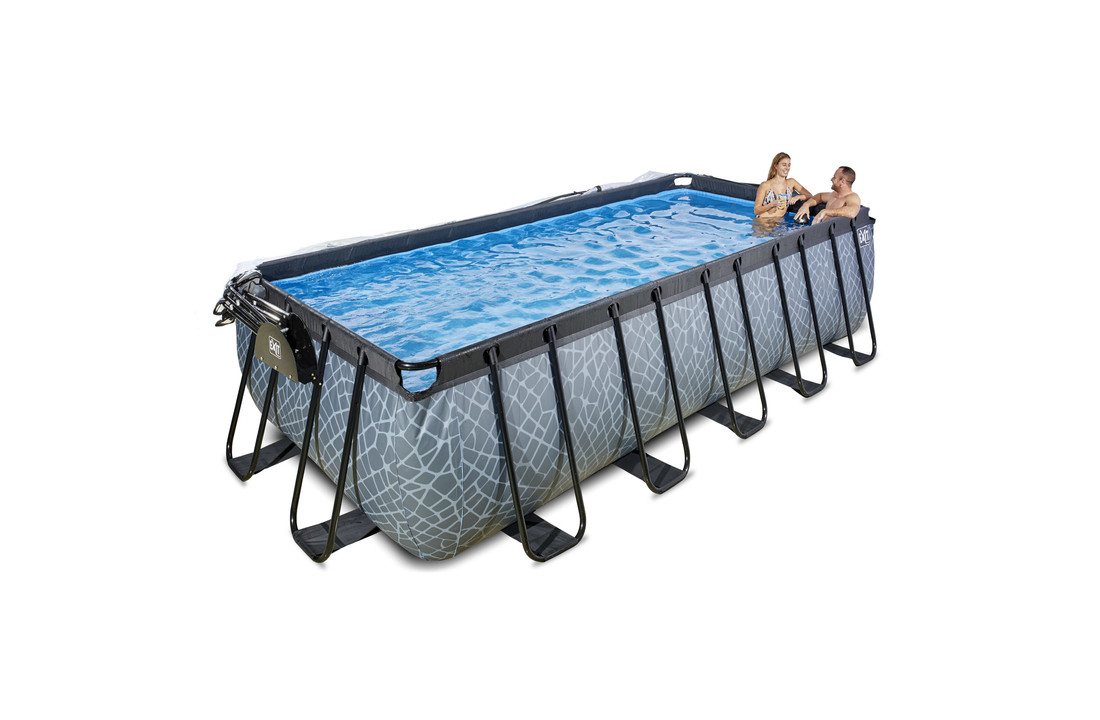 EXIT Toys zwembad Stone 540x250x122cm met warmtepomp overkapping zandfilterpomp