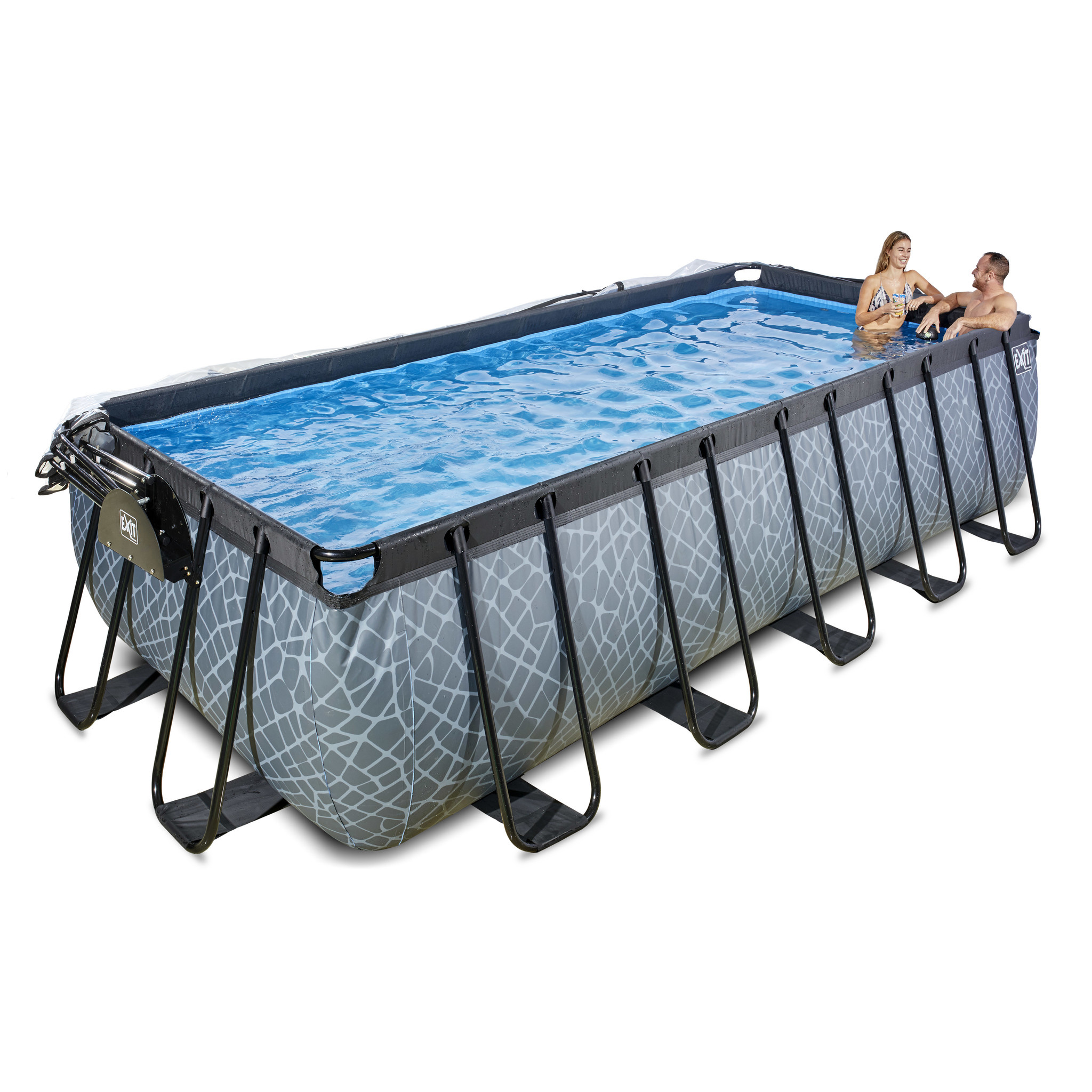 EXIT Toys zwembad Stone 540x250x122cm met warmtepomp overkapping zandfilterpomp