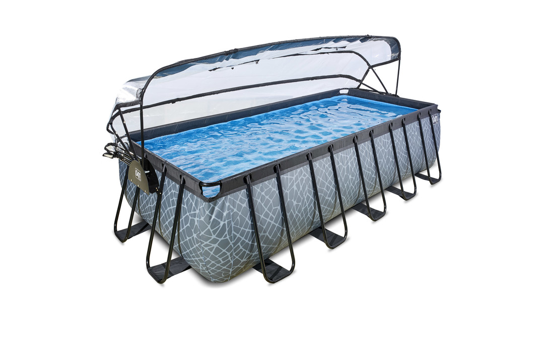 EXIT Toys zwembad Stone 540x250x122cm met warmtepomp overkapping zandfilterpomp