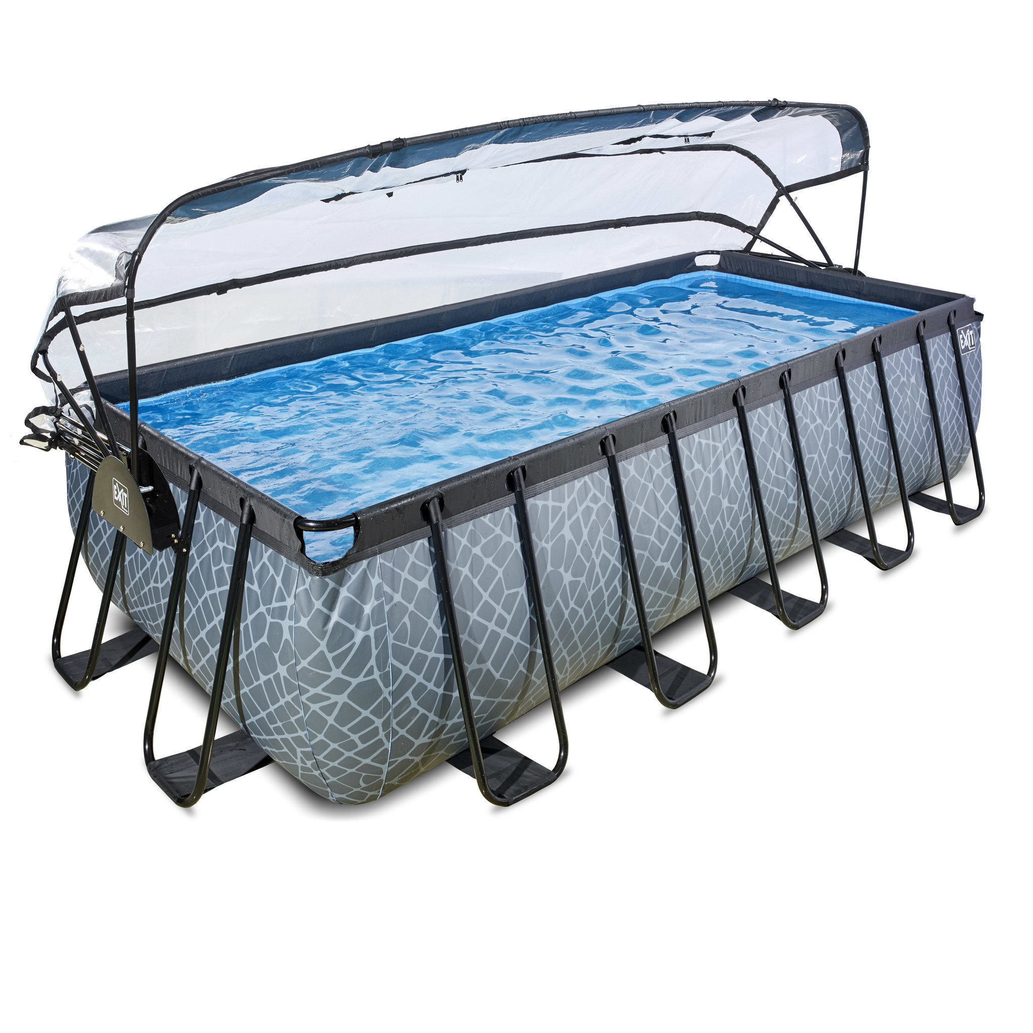 EXIT Toys zwembad Stone 540x250x122cm met warmtepomp overkapping zandfilterpomp