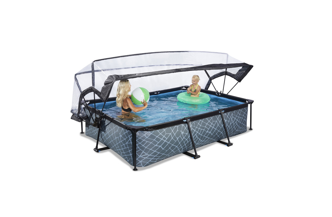 EXIT Toys zwembad Stone 300x200x65cm met overkapping filterpomp