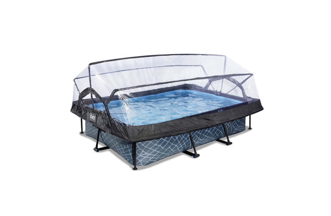 EXIT Toys zwembad Stone 300x200x65cm met overkapping filterpomp