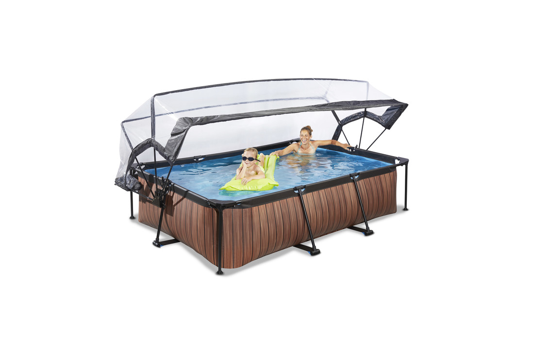 EXIT Toys zwembad Wood 300x200x65cm met overkapping filterpomp