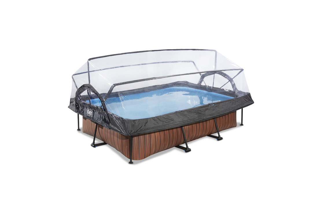 EXIT Toys zwembad Wood 300x200x65cm met overkapping filterpomp