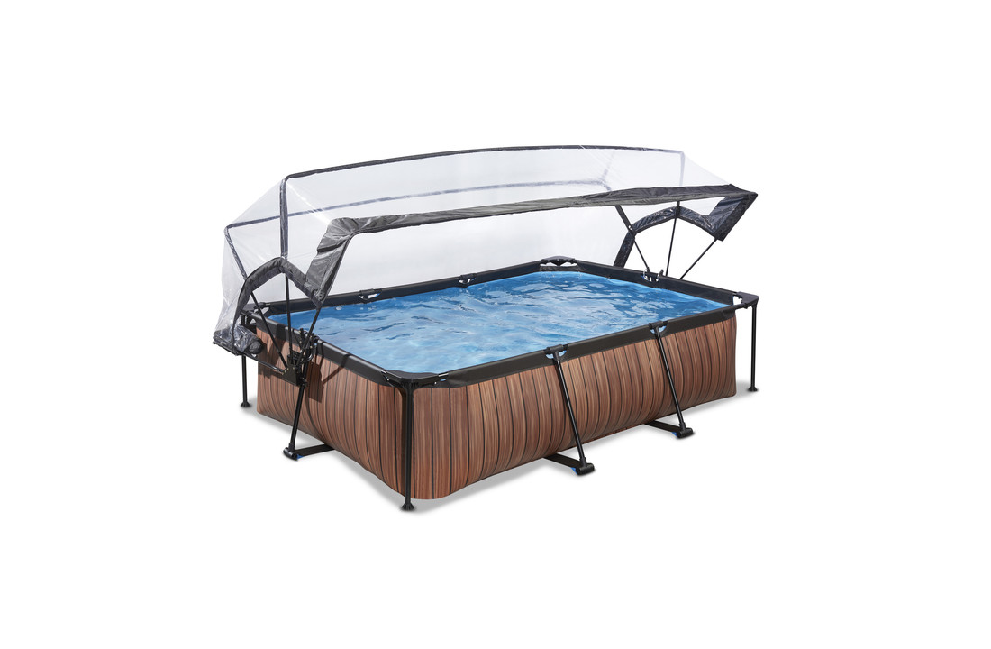 EXIT Toys zwembad Wood 300x200x65cm met overkapping filterpomp